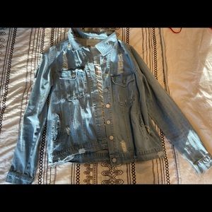 Ripped Light Wash Denim Jacket